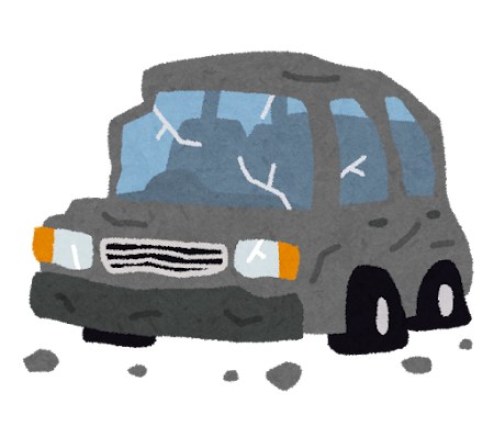 事故に遭った車のイラスト
